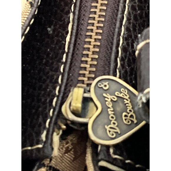 Dooney & Bourke Monogram Satchel Bag With Tassel & Green Duck Charm - Picture 4 of 16